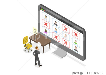 3D Isometric Flat  Conceptual Illustration of Out Of Office 111189265