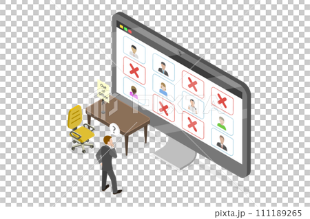 3D Isometric Flat  Conceptual Illustration of Out Of Office 111189265