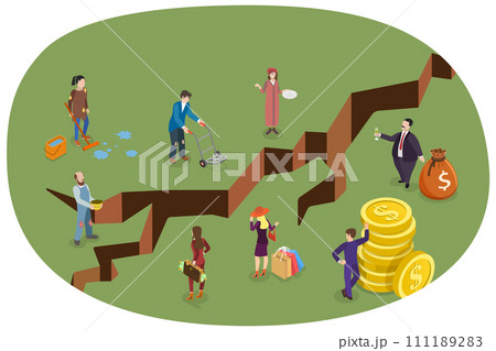 3D Isometric Flat  Conceptual Illustration of Social Inequality 111189283