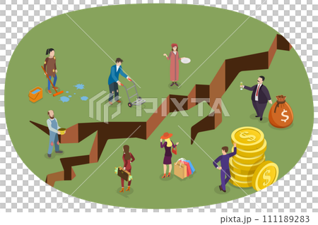 3D Isometric Flat Conceptual Illustration of Social Inequality 3D Isometric Flat Conceptual Illustration of Social Inequality 111189283