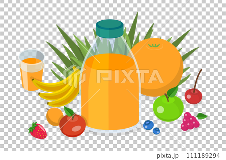 3D Isometric Flat Conceptual Illustration of Fruit Juice 3D Isometric Flat Conceptual Illustration of Fruit Juice 111189294
