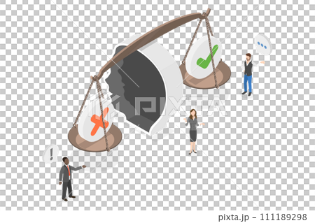 3D Isometric Flat Conceptual Illustration of Prejudice 3D Isometric Flat Conceptual Illustration of Prejudice 111189298