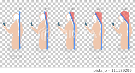 3D Isometric Flat Conceptual Illustration of Phone Posture 3D Isometric Flat Conceptual Illustration of Phone Posture 111189299