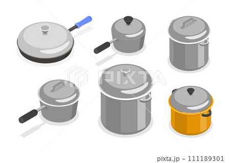 3D Isometric Flat Set of Kitchenware 3D Isometric Flat Set of Kitchenware 111189301