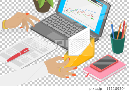 3D Isometric Flat Conceptual Illustration of Businesswoman 3D Isometric Flat Conceptual Illustration of Businesswoman 111189304