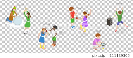 3D Isometric Flat  Conceptual Illustration of Five Senses 111189306