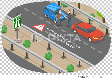 3D Isometric Flat  Conceptual Illustration of Highway Parking Denial 111189308