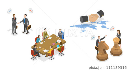 3D Isometric Flat Conceptual Illustration of Negotiation 3D Isometric Flat Conceptual Illustration of Negotiation 111189316