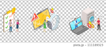 3D Isometric Flat  Conceptual Illustration of Product Quality 111189323