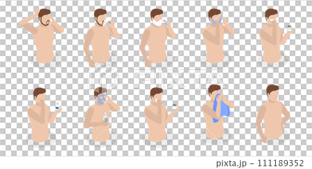3D Isometric Flat  Set of Shaving Procedure 111189352