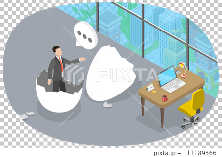 3D Isometric Flat  Conceptual Illustration of Newbie 111189366