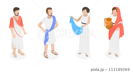3D Isometric Flat Set of Roman People 3D Isometric Flat Set of Roman People 111189369
