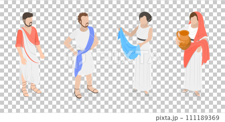 3D Isometric Flat Set of Roman People 3D Isometric Flat Set of Roman People 111189369