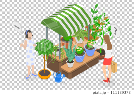 3D Isometric Flat Conceptual Illustration of Florist 3D Isometric Flat Conceptual Illustration of Florist 111189378