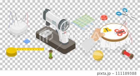 3D Isometric Flat  Set of Sewing 111189388