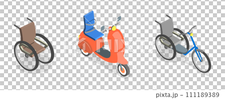 3D Isometric Flat Conceptual Illustration of Accessories For Disabled People 3D Isometric Flat Conceptual Illustration of Accessories For Disabled People 111189389