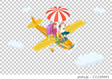 3D Isometric Flat  Conceptual Illustration of Abroad Vacation 111189401