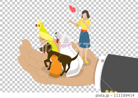 3D Isometric Flat Conceptual Illustration of Pets Insurance 3D Isometric Flat Conceptual Illustration of Pets Insurance 111189414