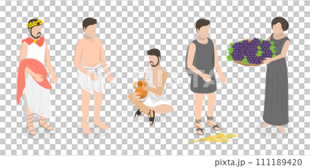 3D Isometric Flat  Set of Ancient Roman Characters 111189420