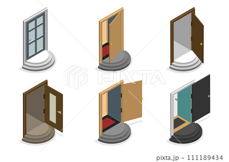 3D Isometric Flat  Set of Doors 111189434
