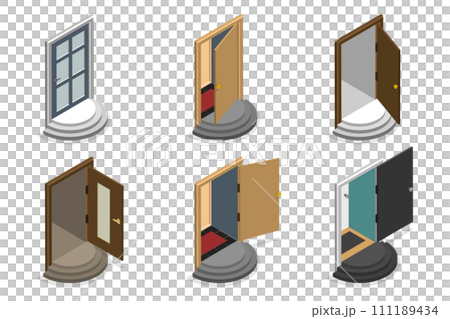 3D Isometric Flat  Set of Doors 111189434