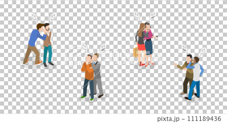 3D Isometric Flat Set of Gossips 3D Isometric Flat Set of Gossips 111189436