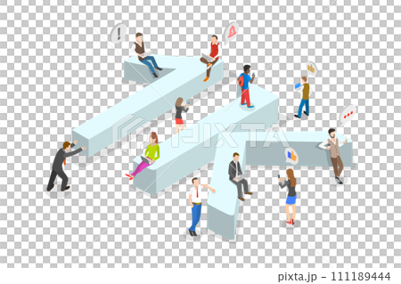 3D Isometric Flat Conceptual Illustration of 1K Followers 3D Isometric Flat Conceptual Illustration of 1K Followers 111189444