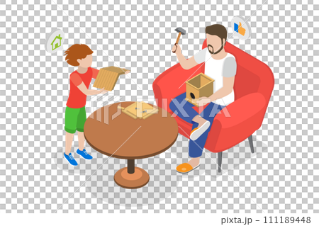 3D Isometric Flat  Conceptual Illustration of Bird Booth 111189448