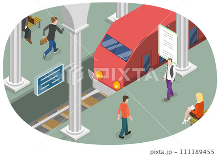 3D Isometric Flat Conceptual Illustration of Metro Station 3D Isometric Flat Conceptual Illustration of Metro Station 111189455