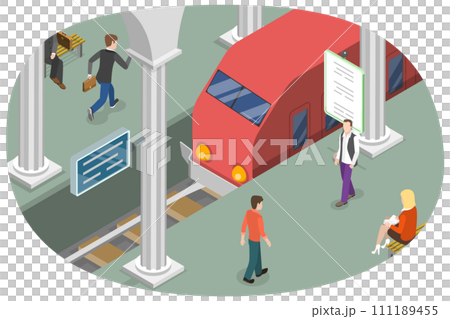 3D Isometric Flat Conceptual Illustration of Metro Station 3D Isometric Flat Conceptual Illustration of Metro Station 111189455
