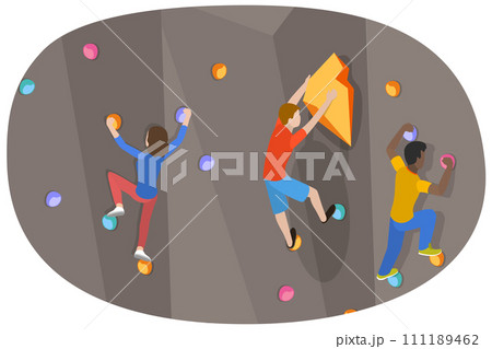 3D Isometric Flat Conceptual Illustration of Climbing Wall 3D Isometric Flat Conceptual Illustration of Climbing Wall 111189462