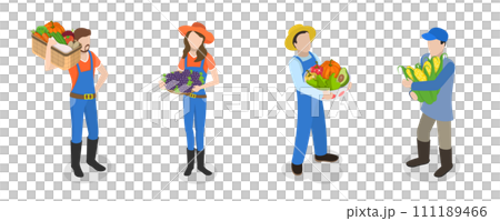 3D Isometric Flat  Set of Farmers 111189466