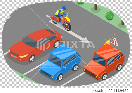 3D Isometric Flat  Conceptual Illustration of Rear End Hit 111189480