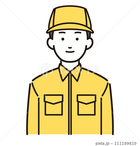 正面を向く作業着男性イラスト 111189810