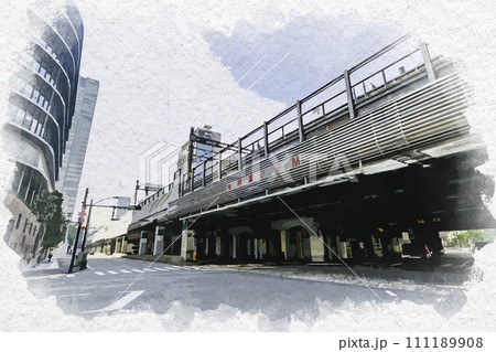 水彩画風 大手町 常盤橋ガード下 東京都千代田区 水彩画風 大手町 常盤橋ガード下 東京都千代田区 111189908