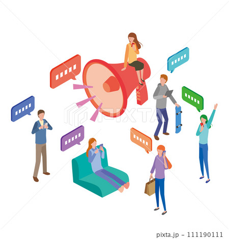 自分の考えを発信する若者 111190111