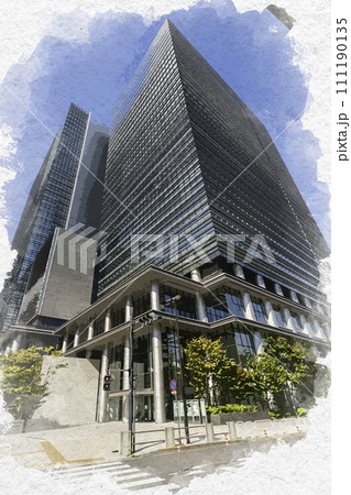 水彩画風 大手町 大手町プレイスイーストタワー 東京都千代田区 水彩画風 大手町 大手町プレイスイーストタワー 東京都千代田区 111190135