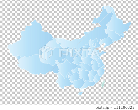 中國和台灣地圖設計，淺藍色，有省（市/區）邊界 111190325