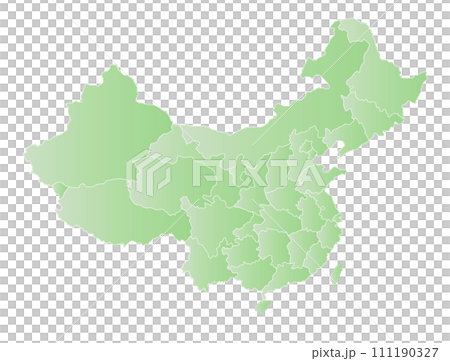 中國和台灣地圖設計，淺綠色，有省（市/區）邊界 111190327