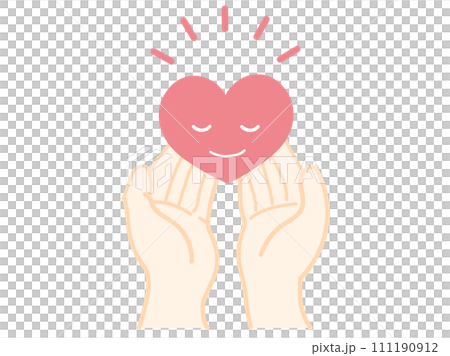 Hands 2-3 holding a heart with both arms outstretched Simple 111190912