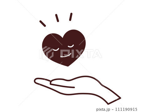 ハートを持つ手のイラスト2-1　シンプル 111190915