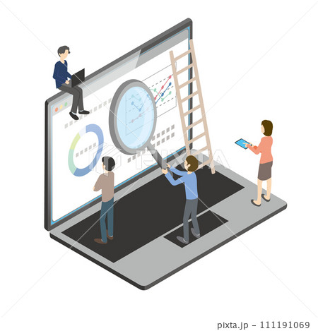 WEB構築をしている人たちのイラスト WEB構築をしている人たちのイラスト 111191069