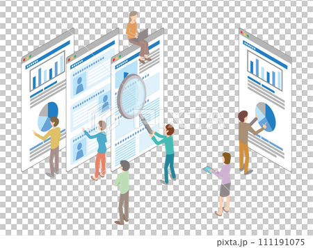 Illustration of people analyzing a website 111191075