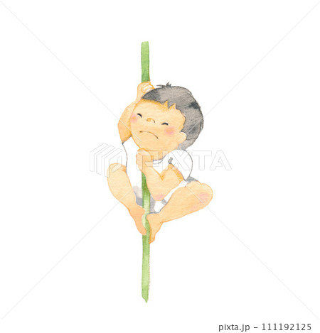 登り棒と頑張る男の子 111192125