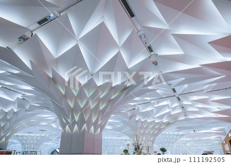 Nov 26 2023 Modern building with light historic details, architectural lines 111192505