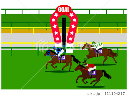 reach the finish line in a horse race - Stock Illustration