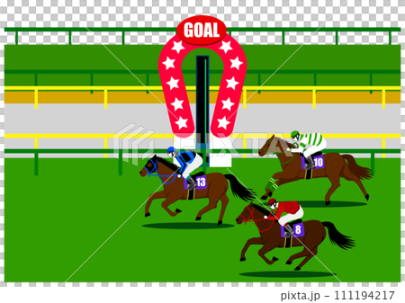 競馬のレースでゴールする 111194217