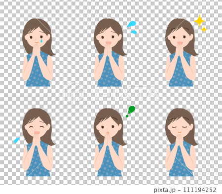 Illustration of a girl with gestures 6 111194252