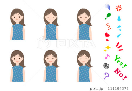 記号付き　女の子のイラスト2 111194375