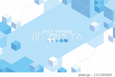 青いキューブの幾何学模様の背景	 111195883